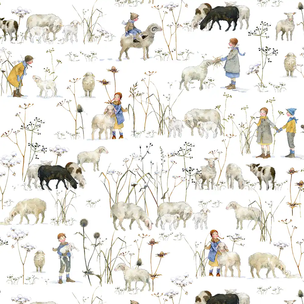 acufactum baumwollstoff winterkinderschafe 3523-76